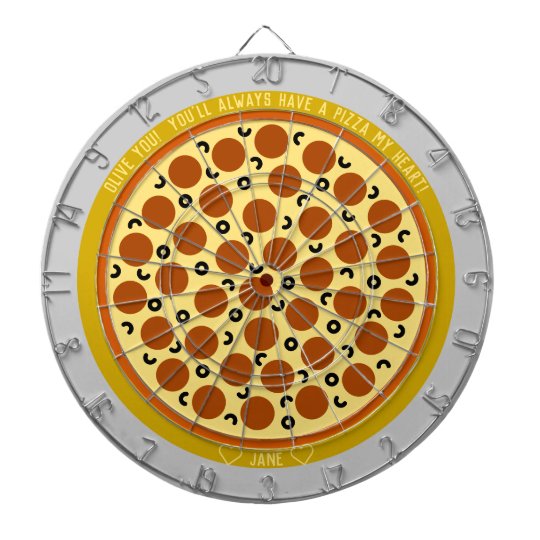 Pizza Puns Personalized Pepperoni Pizza w/ Olives Dart Board