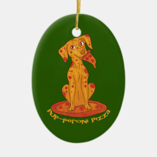 Pizza Puppy Ceramic Ornament