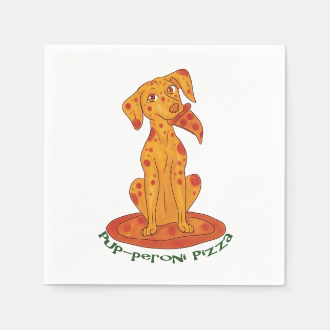 Pizza Puppy Paper Napkins (Front)