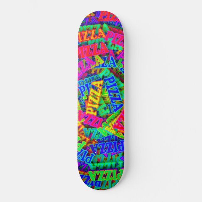 Pizza Rainbow Neon Skateboard (Front)