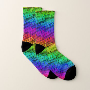 Pizza Rainbow Wave Socks by ZionMade at Zazzle