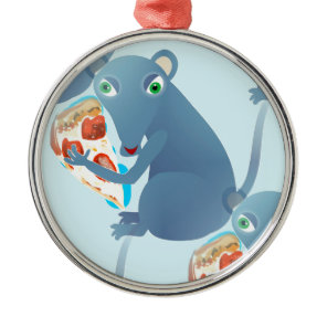 pizza rat metal ornament