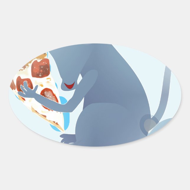pizza rat oval sticker (Front)