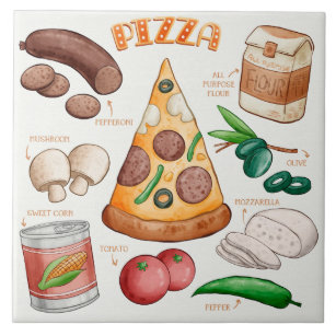 Pizza Recipe  Ceramic Tile