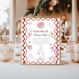 Pizza red Baby How big Mommy' baby Shower sign