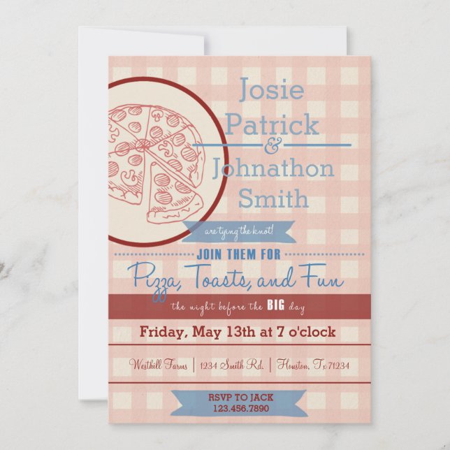 Pizza Rehearsal Dinner Invitation (Front)