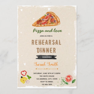 Pizza rehearsal dinner theme invitation