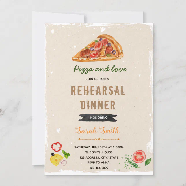 Pizza Rehearsal Dinner Theme Invitation Zazzle