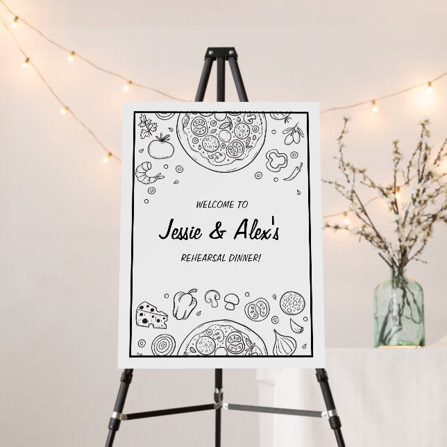 Pizza Rehearsal Dinner Welcome Sign (In Situ (Stand))