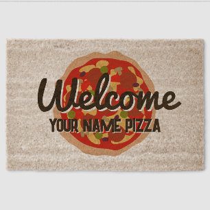 Pizza restaurant business logo coir fiber doormat