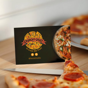 Pizza Restaurant Business Minimalist Dark Card