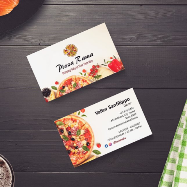 Pizza Restaurant Business | Minimalist White Business Card (Creator Uploaded)