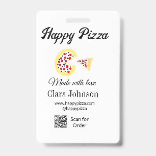 Pizza restaurant cafe pizzeria scan QR code order Badge