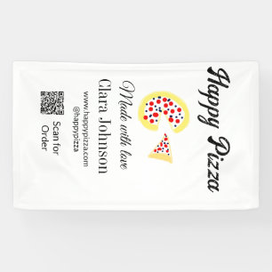 Pizza restaurant cafe pizzeria scan QR code order Banner