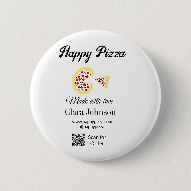 Pizza restaurant cafe pizzeria scan QR code order  Button (Front)