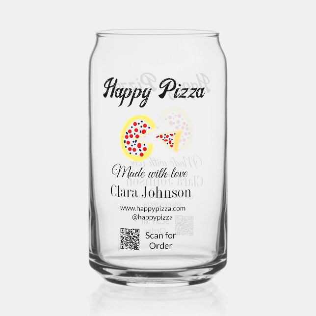 Pizza restaurant cafe pizzeria scan QR code order  Can Glass (Front)