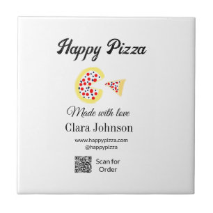 Pizza restaurant cafe pizzeria scan QR code order Ceramic Tile