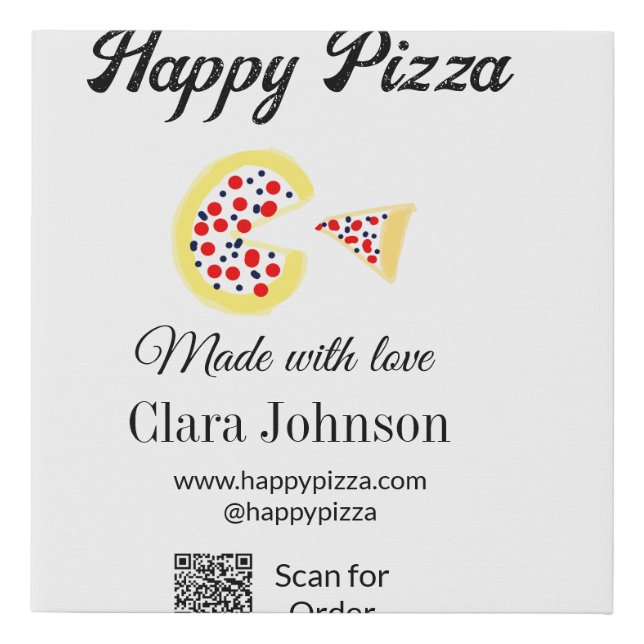 Pizza restaurant cafe pizzeria scan QR code order  Faux Canvas Print (Front)