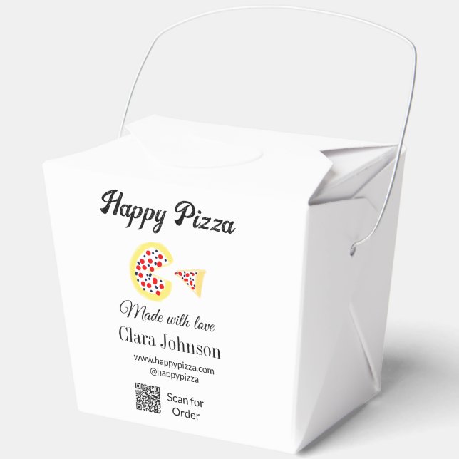 Pizza restaurant cafe pizzeria scan QR code order  Favor Boxes (Front)