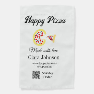 Pizza restaurant cafe pizzeria scan QR code order Garden Flag