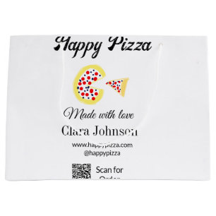 Pizza restaurant cafe pizzeria scan QR code order Large Gift Bag