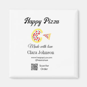 Pizza restaurant cafe pizzeria scan QR code order Magnet