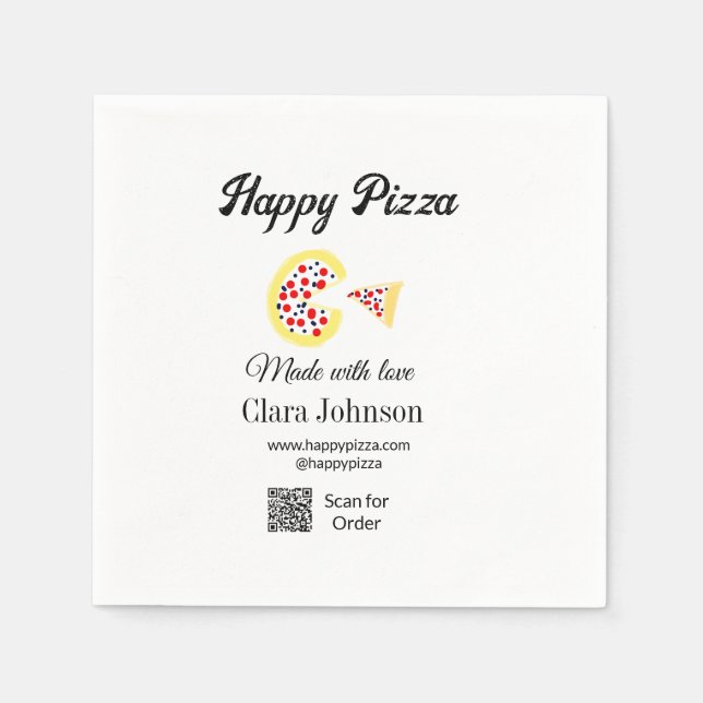 Pizza restaurant cafe pizzeria scan QR code order  Napkins (Front)