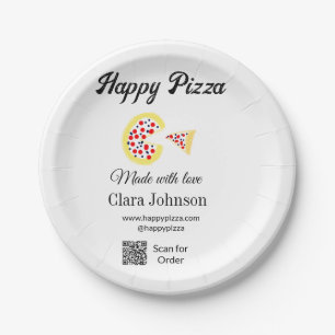 Pizza restaurant cafe pizzeria scan QR code order Paper Plates