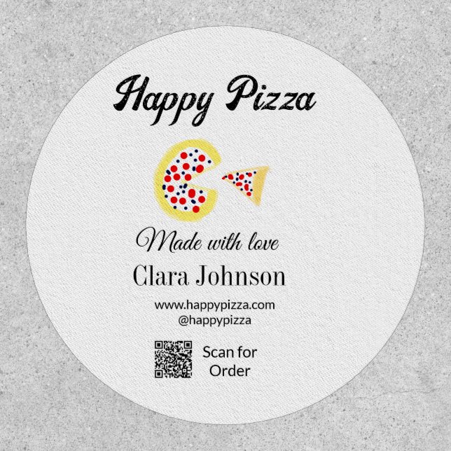 Pizza restaurant cafe pizzeria scan QR code order  Patch (Front)