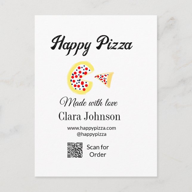 Pizza restaurant cafe pizzeria scan QR code order  Postcard (Front)