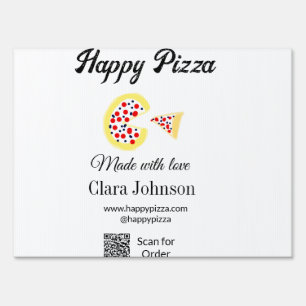 Pizza restaurant cafe pizzeria scan QR code order  Sign