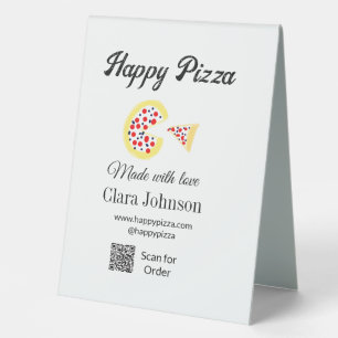 Pizza restaurant cafe pizzeria scan QR code order  Table Tent