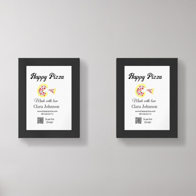 Pizza restaurant cafe pizzeria scan QR code order  Wall Art Sets (Front)