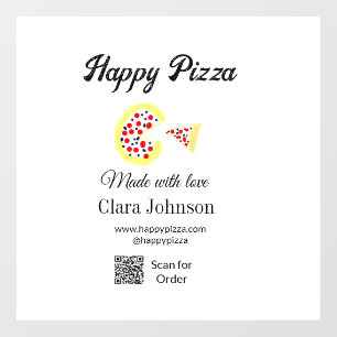 Pizza restaurant cafe pizzeria scan QR code order  Window Cling