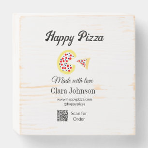 Pizza restaurant cafe pizzeria scan QR code order Wooden Box Sign