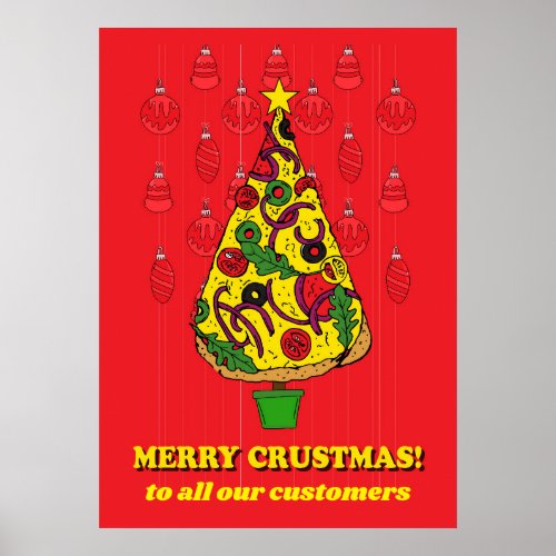 Pizza Restaurant Christmas Customer Thank You Sign