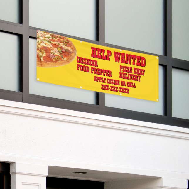 Pizza Restaurant Customize Help Wanted Jobs  Banner (Outside Building)