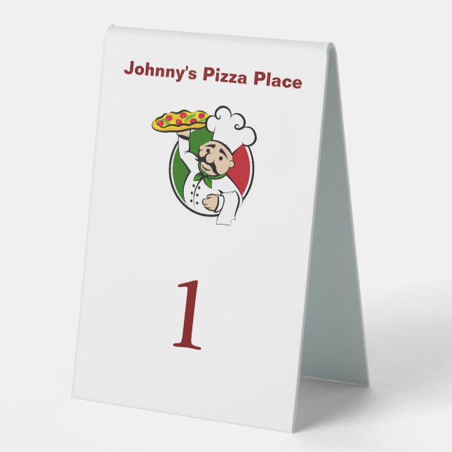 Pizza Restaurant Order Number Tent Table Signs (Front)