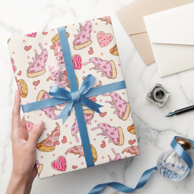 Pizza Retro Valentine's Wrapping Paper (Gifting)
