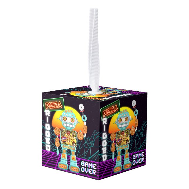 Pizza Rigged - Game Over Cube Ornament (Back Angled)