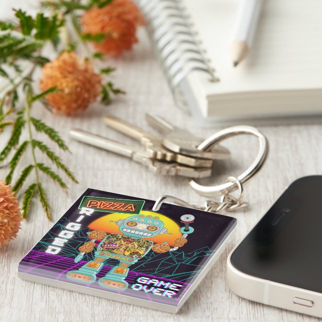 Pizza Rigged - Game Over Keychain (Front Right)
