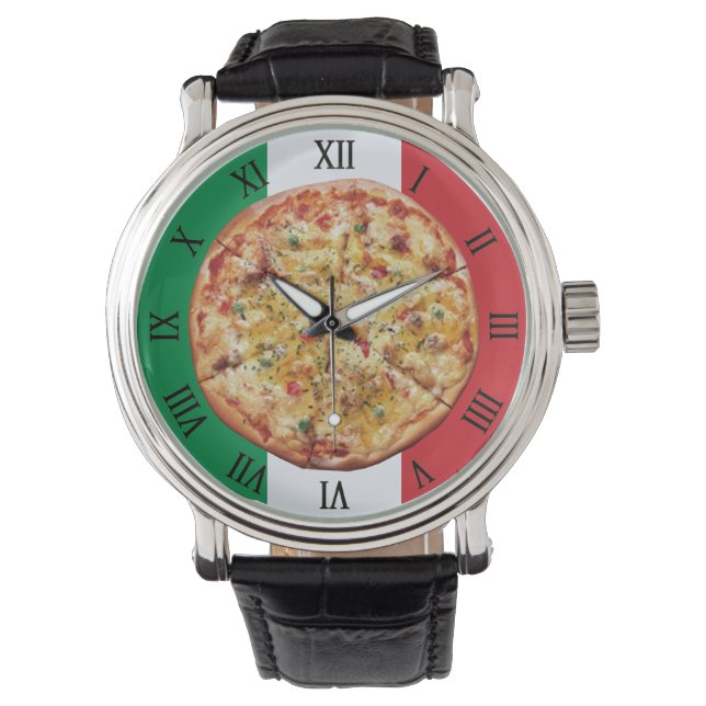 Pizza ~ Roman Numerals ~ Italian Flag ~ Watch (Front)