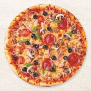 Pizza Round Paper Coaster