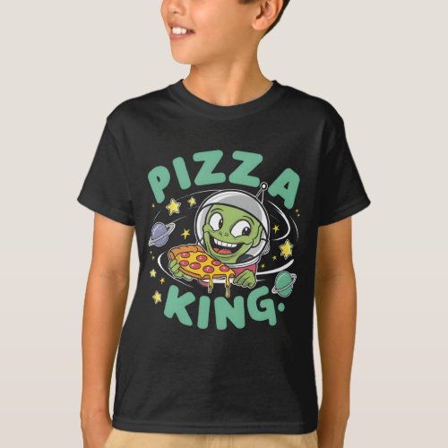 Pizza Royalty Cartoon Character Holds Pizza King  T_Shirt