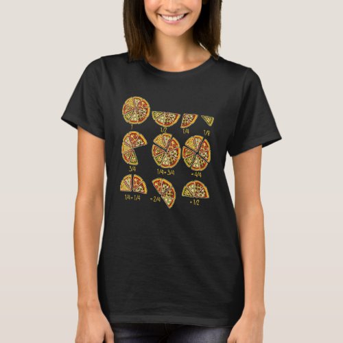 Pizza Salami Cheese Quick Math Fractions Funny Mat T_Shirt