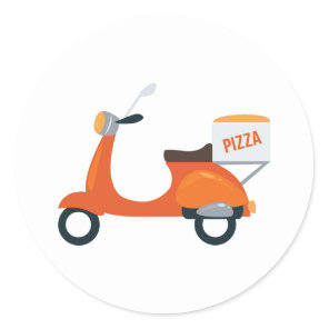 Pizza Scooter Classic Round Sticker