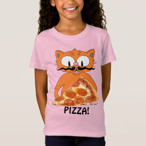 PIZZA Seor Gato Cartoon Cat with Pizza Slice T_Shirt