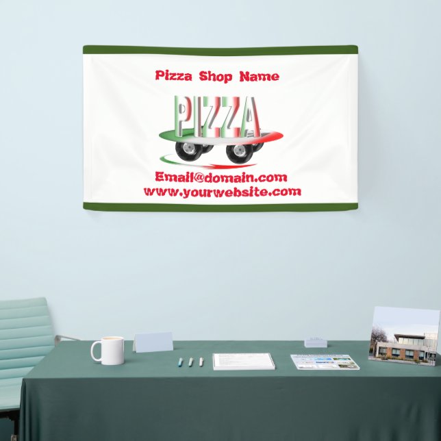 Pizza service,red green ,personalized  banner (Tradeshow)