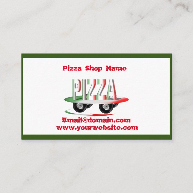 Pizza service,red green ,personalized business card (Front)