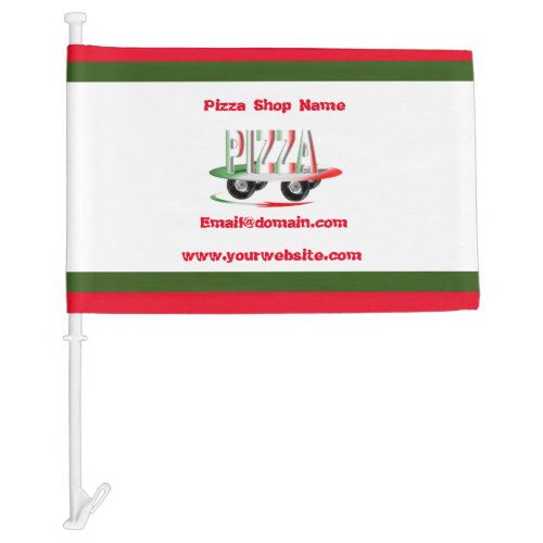 Pizza servicered green personalized  car flag